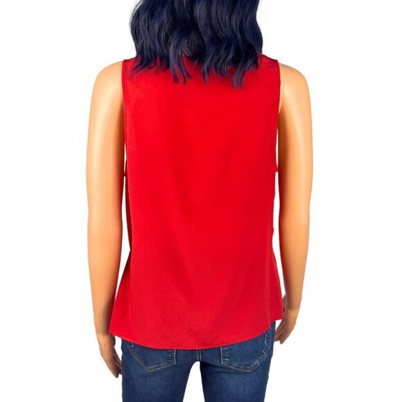 Amanda Uprichard Red 100% Silk Drapey Sleeveless Blouse Medium Holiday Christmas - Picture 3 of 5